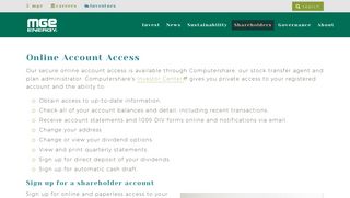 Online Account Access - MGE Energy, Inc. - Madison, Wisconsin