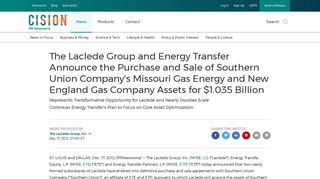 The Laclede Group and Energy Transfer Announce the Purchase and ...