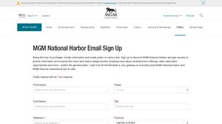 Email Sign Up - MGM National Harbor