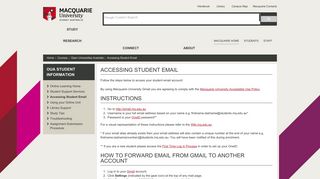 Accessing Student Email - Macquarie University
