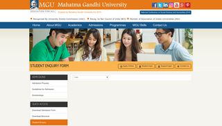 Student Enquiry Form - MG University - Education for all