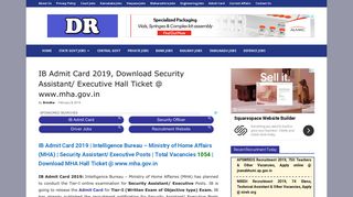 IB Admit Card 2019, Download Security Assistant/ Executive Hall ...