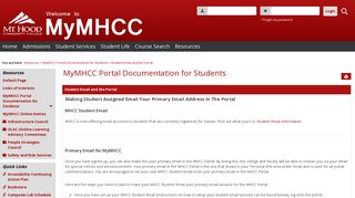 Student Email and the Portal - Main View | MyMHCC Portal ...