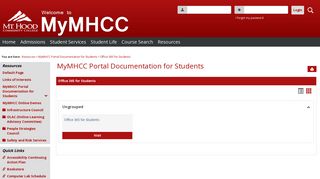 Office 365 for Students - Main View | MyMHCC Portal Documentation ...