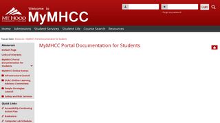 MyMHCC Portal Documentation for Students | Resources | My.mhcc.edu
