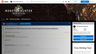 Is hit detection in MHW client-side, like in older MH games? [In ...