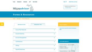 Forms & Resources : MI 529 Advisor Plan