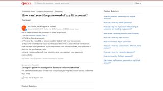 How to reset the password of my Mi account - Quora