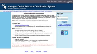 Michigan Online Educator Certification System - MDE Programs