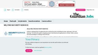 Jobs with MI5 THE SECURITY SERVICE | Guardian Jobs