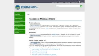 ORS - miAccount Message Board - State of Michigan