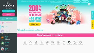 Miami Dice | Online Casino | 200% Match + 50 Bonus Spins