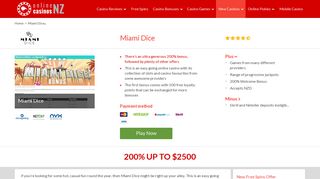 Miami Dice Casino Review: 200% Bonus & 5 Free Spins