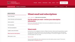 Miami University - Miami email and subscriptions