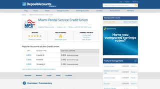 Miami Postal Service Credit Union Reviews and Rates - Florida