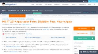 MICAT 2019 Registration/ Application Form (Available) - Apply @mica ...