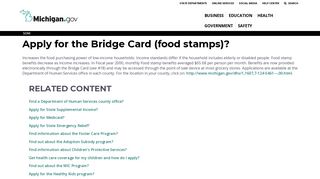 SOM - Apply for the Bridge Card (food stamps)? - State of Michigan