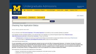 Checking Your Application Status - Undergraduate Admissions