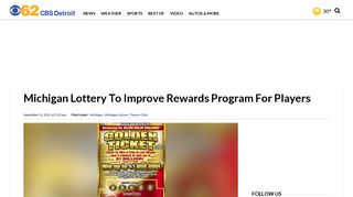 Michigan Lottery To Improve Rewards Program For Players – CBS ...