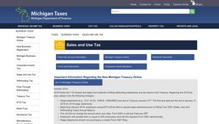Taxes - Sales and Use Tax - State of Michigan