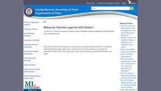 SOS - Where do I find the Login for UCC Online? - State of Michigan