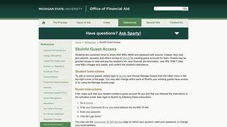 StuInfo Guest Access | Office of Financial Aid | Michigan State University