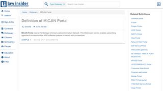 MiCJIN Portal | legal definition of MiCJIN Portal by Lawinsider.com