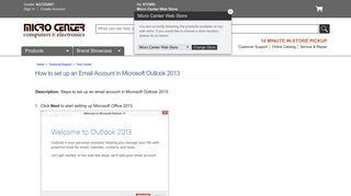 Micro Center - How to set up an Email Account in Microsoft Outlook 2013