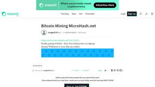 Bitcoin Mining MicroHash.net — Steemit
