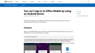 You can't sign in to Office Mobile by using an ... - Microsoft Support