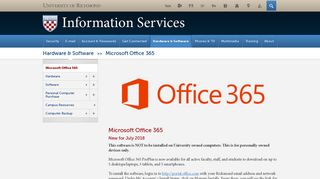 Microsoft Office 365 - Information Services, University of Richmond