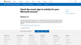 Check the recent sign-in activity for your Microsoft account