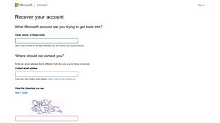 Recover your Microsoft account - Outlook.com
