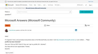 Microsoft Answers (Microsoft Community) - Provide Feedback Forum ...