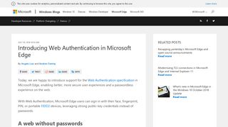 Introducing Web Authentication in Microsoft Edge - Microsoft Edge Blog