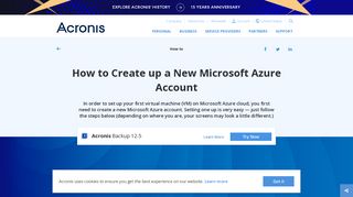 How to Create up a New Microsoft Azure Account - Acronis