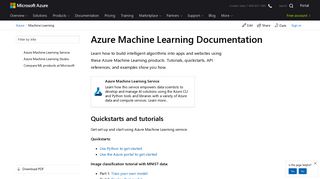 Azure Machine Learning Documentation – Tutorials ... - Microsoft Docs
