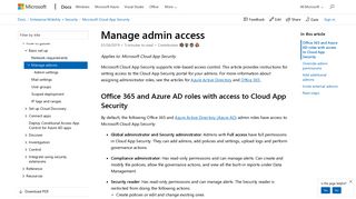 Manage admin access to the Cloud App Security portal | Microsoft Docs