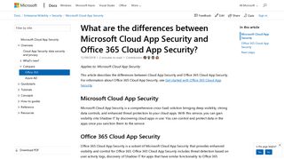 Differences between Cloud App Security and Office ... - Microsoft Docs
