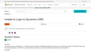 Unable to Login to Dynamics CRM - Microsoft Dynamics CRM Forum ...