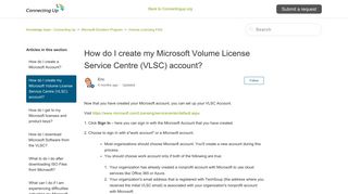 How do I create my Microsoft Volume License Service Centre (VLSC ...