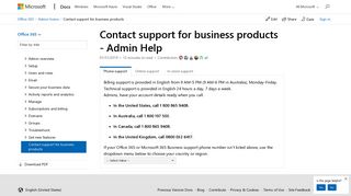 Contact support for business products - Admin Help | Microsoft Docs