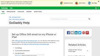 Set up Office 365 email on my iPhone or iPad | GoDaddy Help US