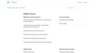 EMM Cloud – Exchange My Mail - Support