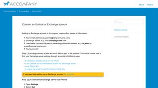 Connect an Outlook or Exchange account – Accompany Support