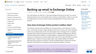 Back up email in Exchange Online | Microsoft Docs
