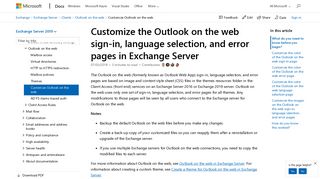 Customize the Outlook on the web sign-in, language ... - Microsoft Docs