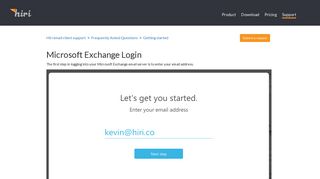 Microsoft Exchange Login – Hiri email client support