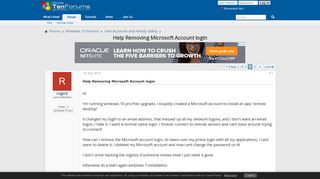 Help Removing Microsoft Account login - Windows 10 Forums
