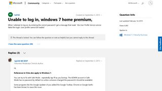 Unable to log in, windows 7 home premium, - Microsoft Community